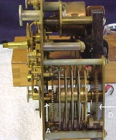 1950 Revere Telechron electric clock mechanism side view of chimes