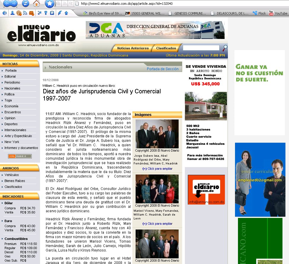 reporte en el Listin Diario en 2008