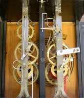 front view of Morbier Clock mechanism after removing the hour wheel and minute wheel