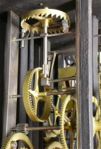 verge and upside down crown wheel in a Morbier clock