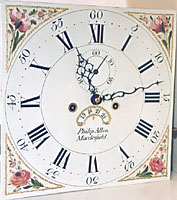 English grandfather clock dial from late 1700s