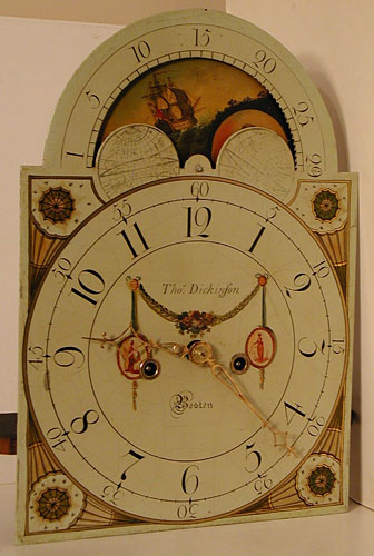 English grandfather clock painted dial from early 1800s