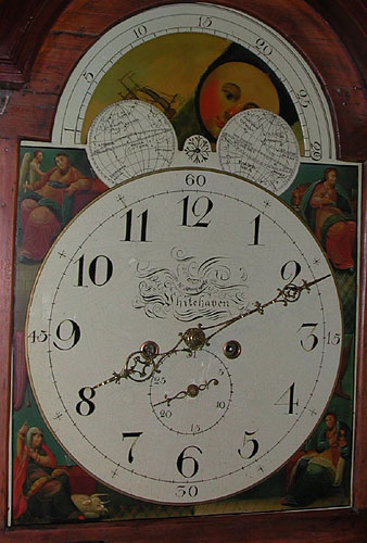 English grandfather clock painted dial from early 1800s