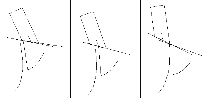 The lines do not remain parallel during impulse in the watch escapement