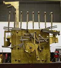 front of very large Elliott tubular bell clock mechanism