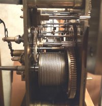 side view of the gears in another very large Elliott tubular bell clock mechanism