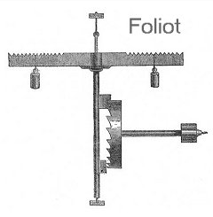 a drawing of a verge and foliot escapement