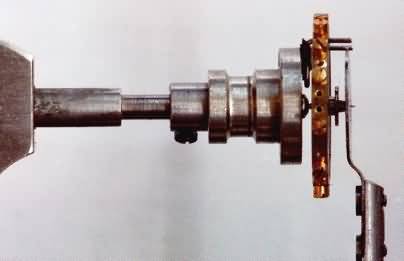 watch balance wheel mounted in Dorrington tool