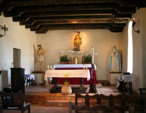 inside the church of the Espada Mission in San Antonio, Texas