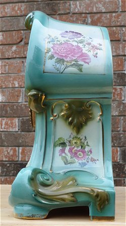 1910 Ansonia porcelain clock other side view of porcelain case