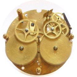 French clock mechanism with gears visible