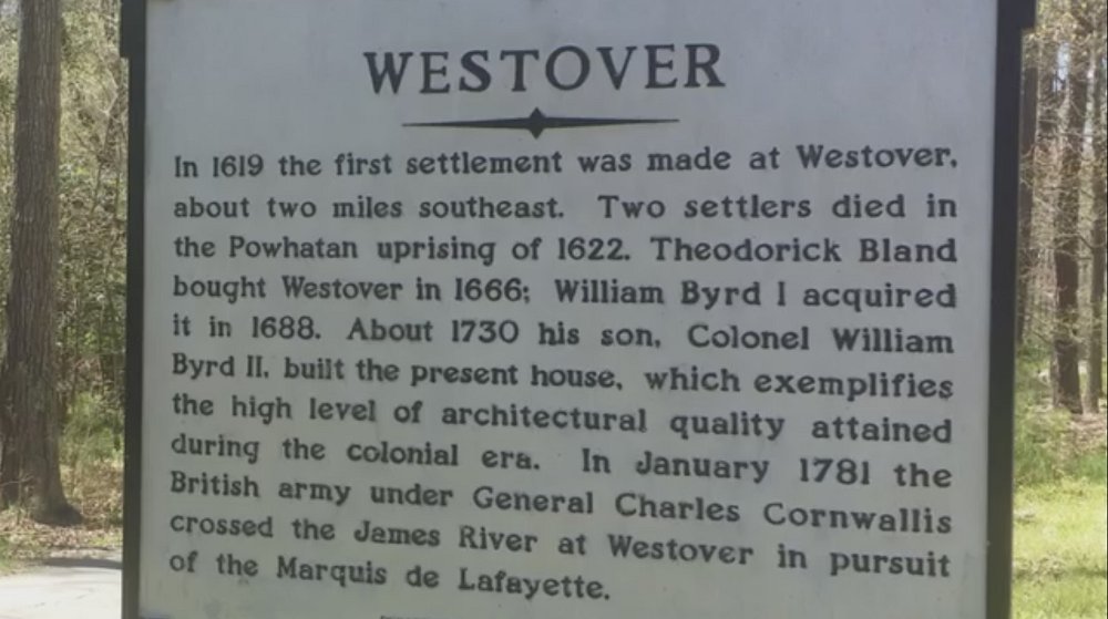Westover Plantation historic sign